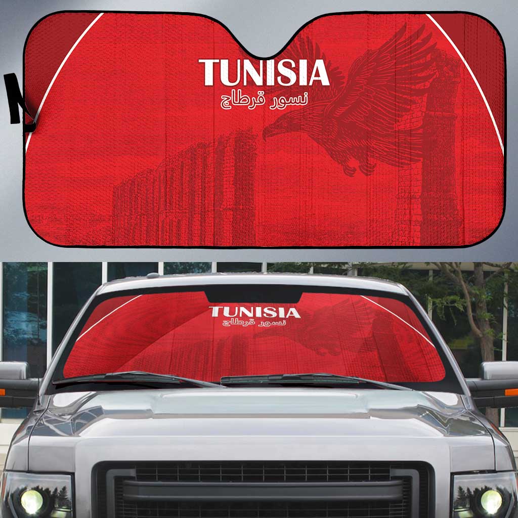 Tunisia Football Auto Sun Shade Red Eagles of Carthage - Wonder Print Shop