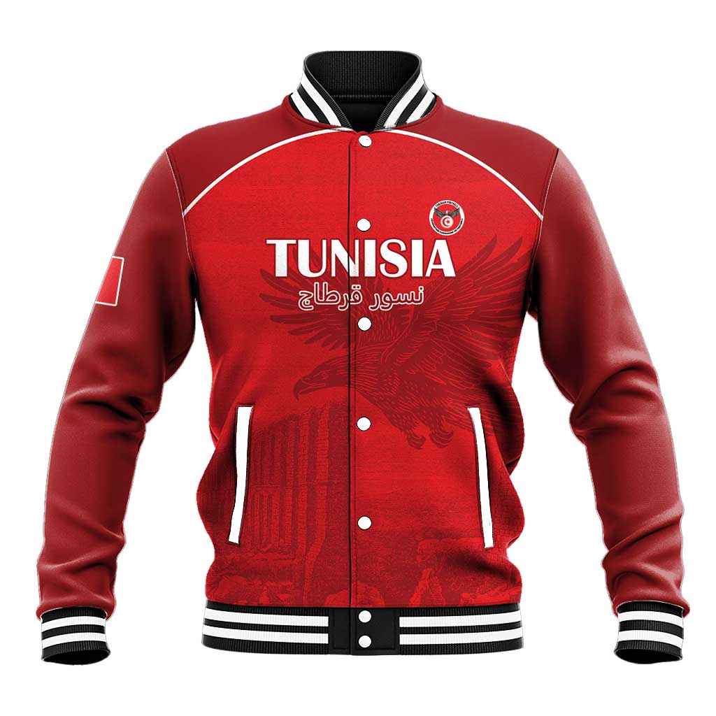 Custom Tunisia Football Baseball Jacket Red Eagles of Carthage - Wonder Print Shop