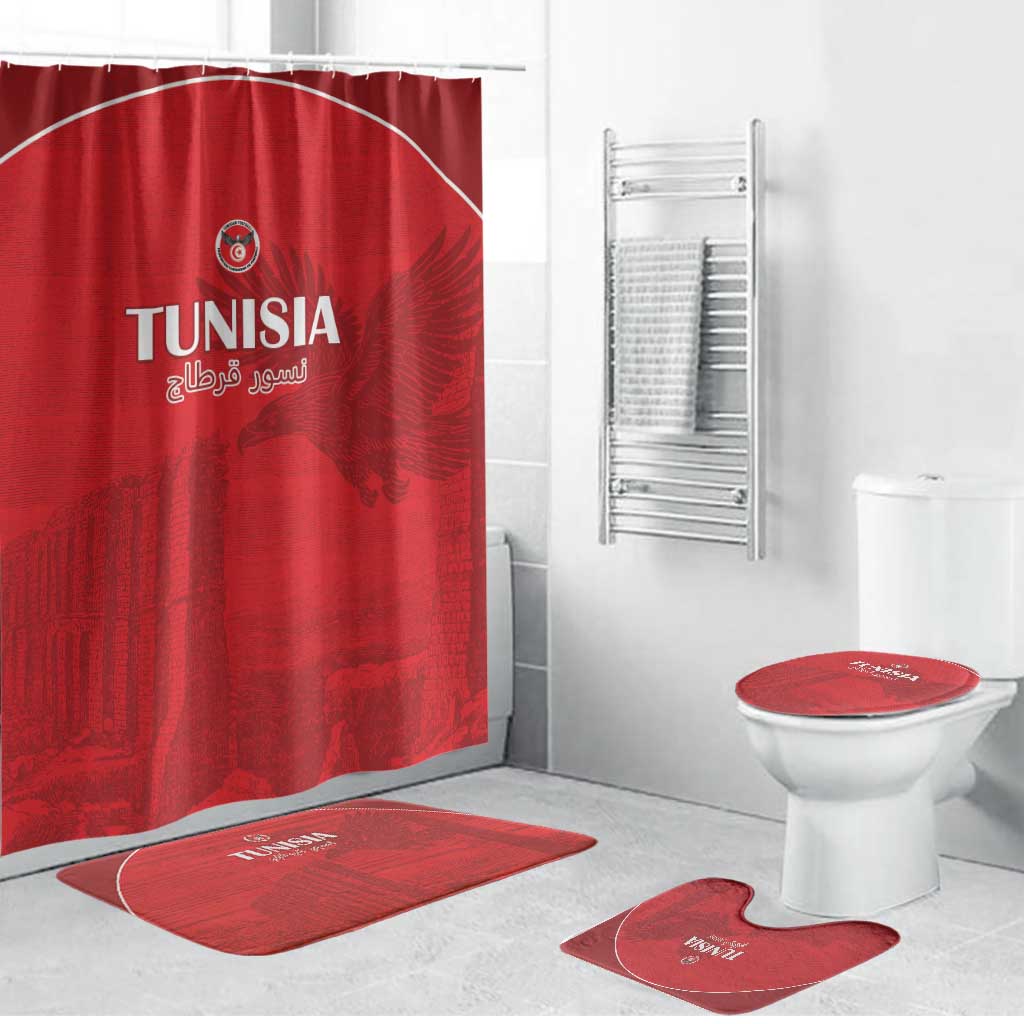 Tunisia Football Bathroom Set Red Eagles of Carthage - Wonder Print Shop