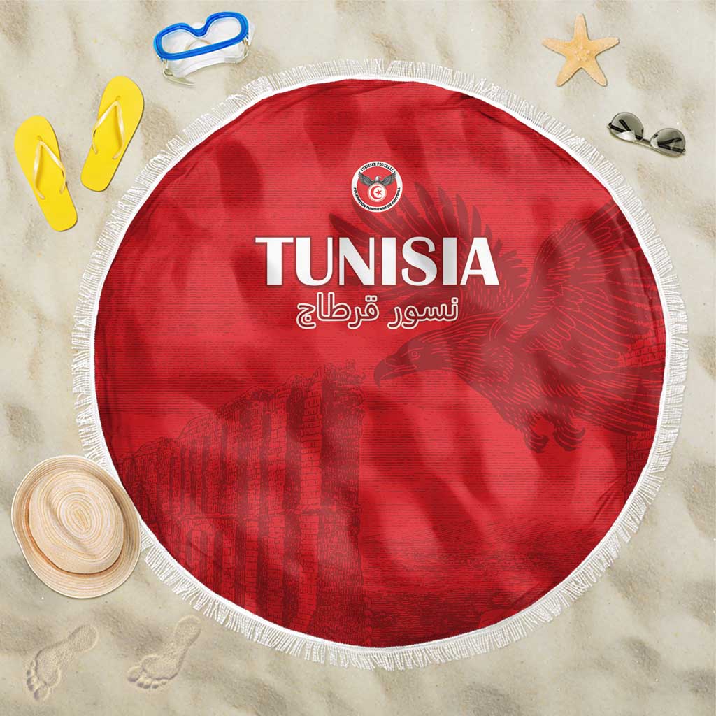 Tunisia Football Beach Blanket Red Eagles of Carthage - Wonder Print Shop