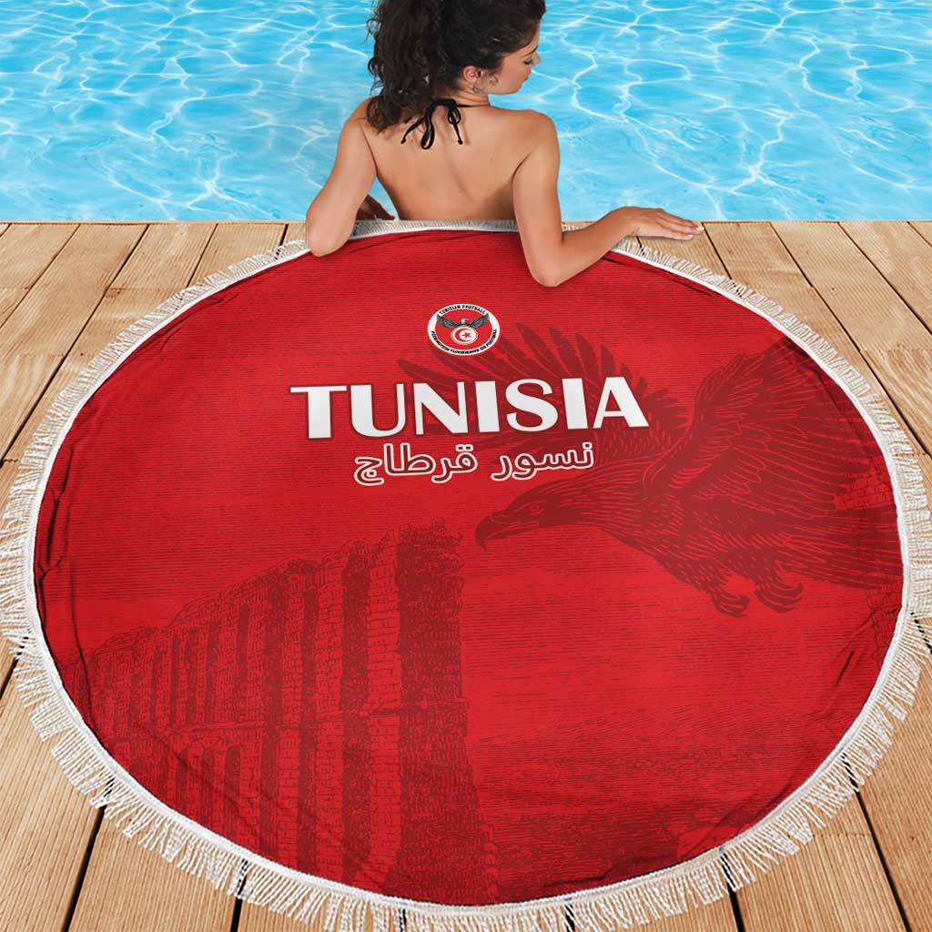 Tunisia Football Beach Blanket Red Eagles of Carthage - Wonder Print Shop