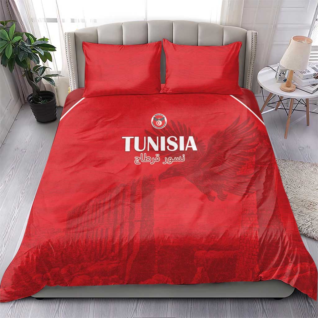 Tunisia Football Bedding Set Red Eagles of Carthage - Wonder Print Shop