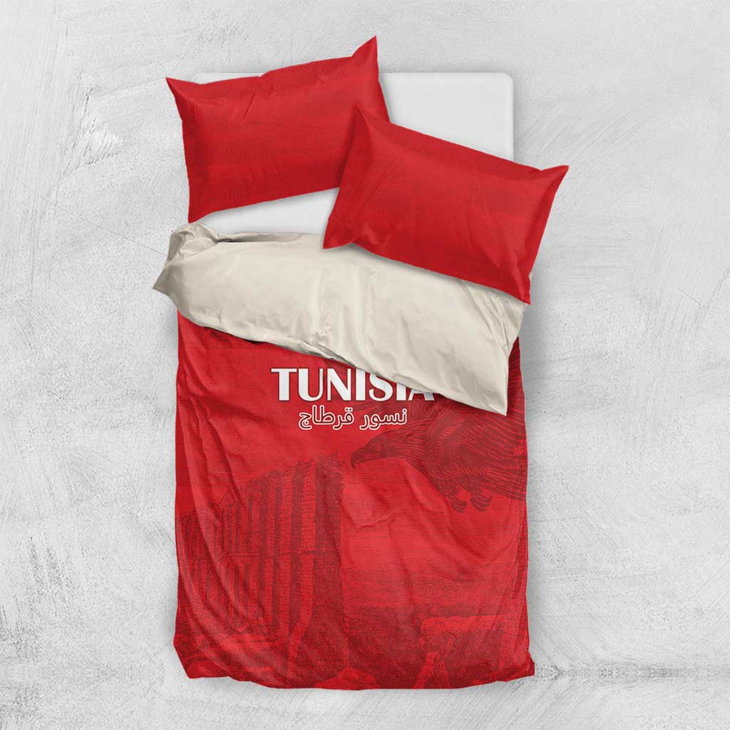 Tunisia Football Bedding Set Red Eagles of Carthage - Wonder Print Shop