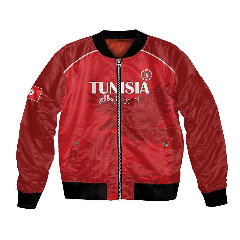 Custom Tunisia Football Bomber Jacket Red Eagles of Carthage - Wonder Print Shop