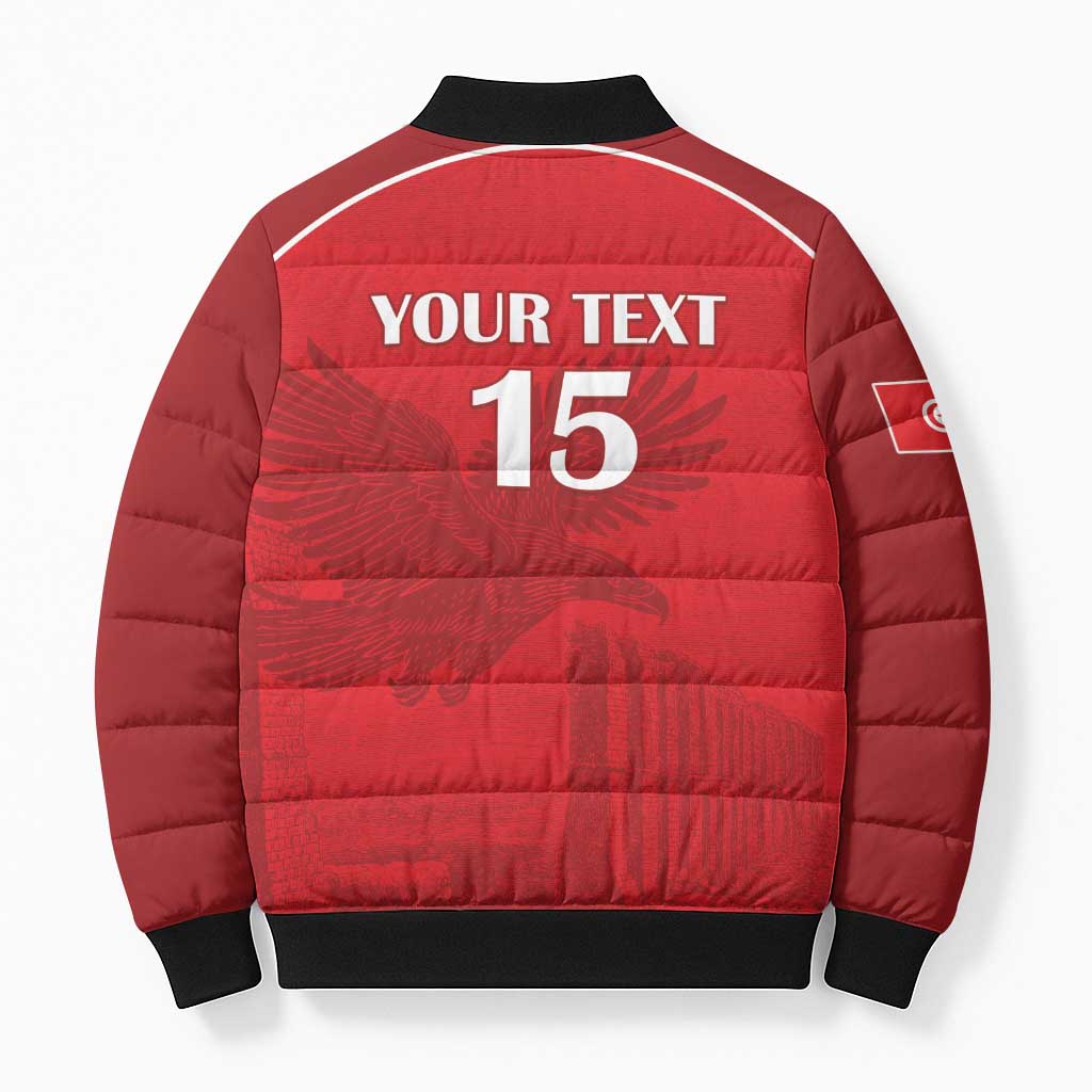 Custom Tunisia Football Bomber Puffer Jacket Red Eagles of Carthage - Wonder Print Shop
