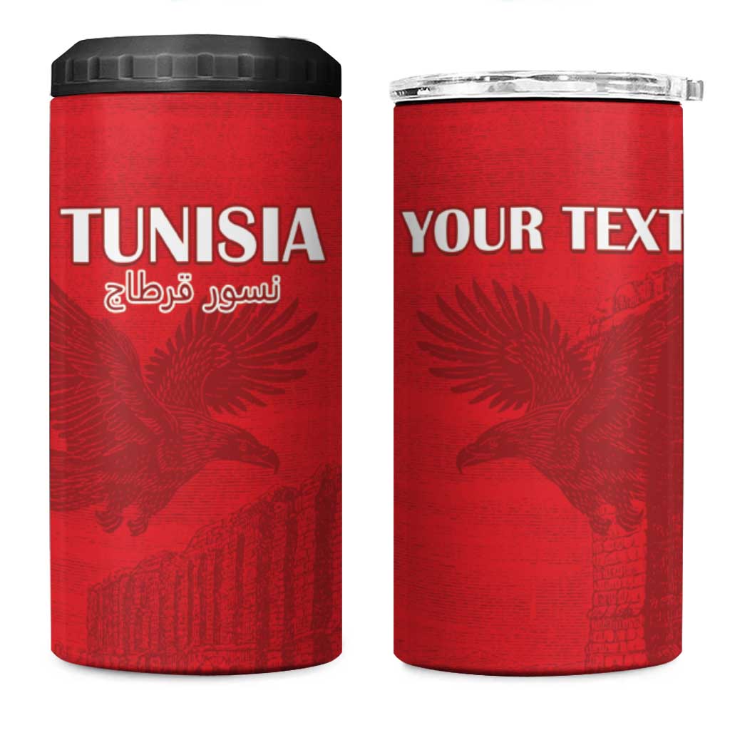 Custom Tunisia Football 4 in 1 Can Cooler Tumbler Red Eagles of Carthage - Wonder Print Shop