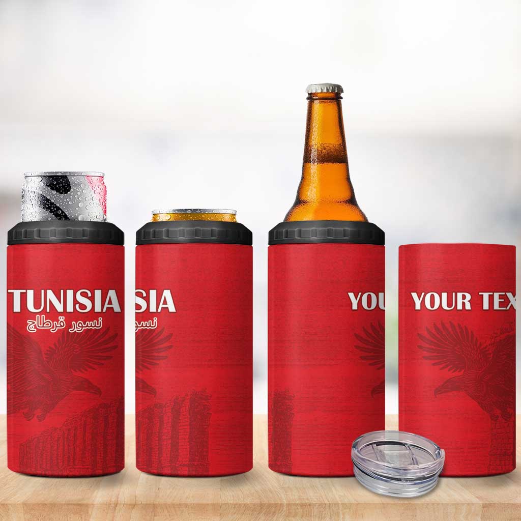 Custom Tunisia Football 4 in 1 Can Cooler Tumbler Red Eagles of Carthage - Wonder Print Shop