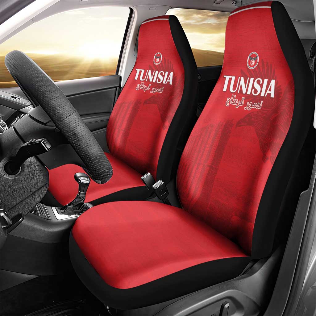 Tunisia Football Car Seat Cover Red Eagles of Carthage - Wonder Print Shop