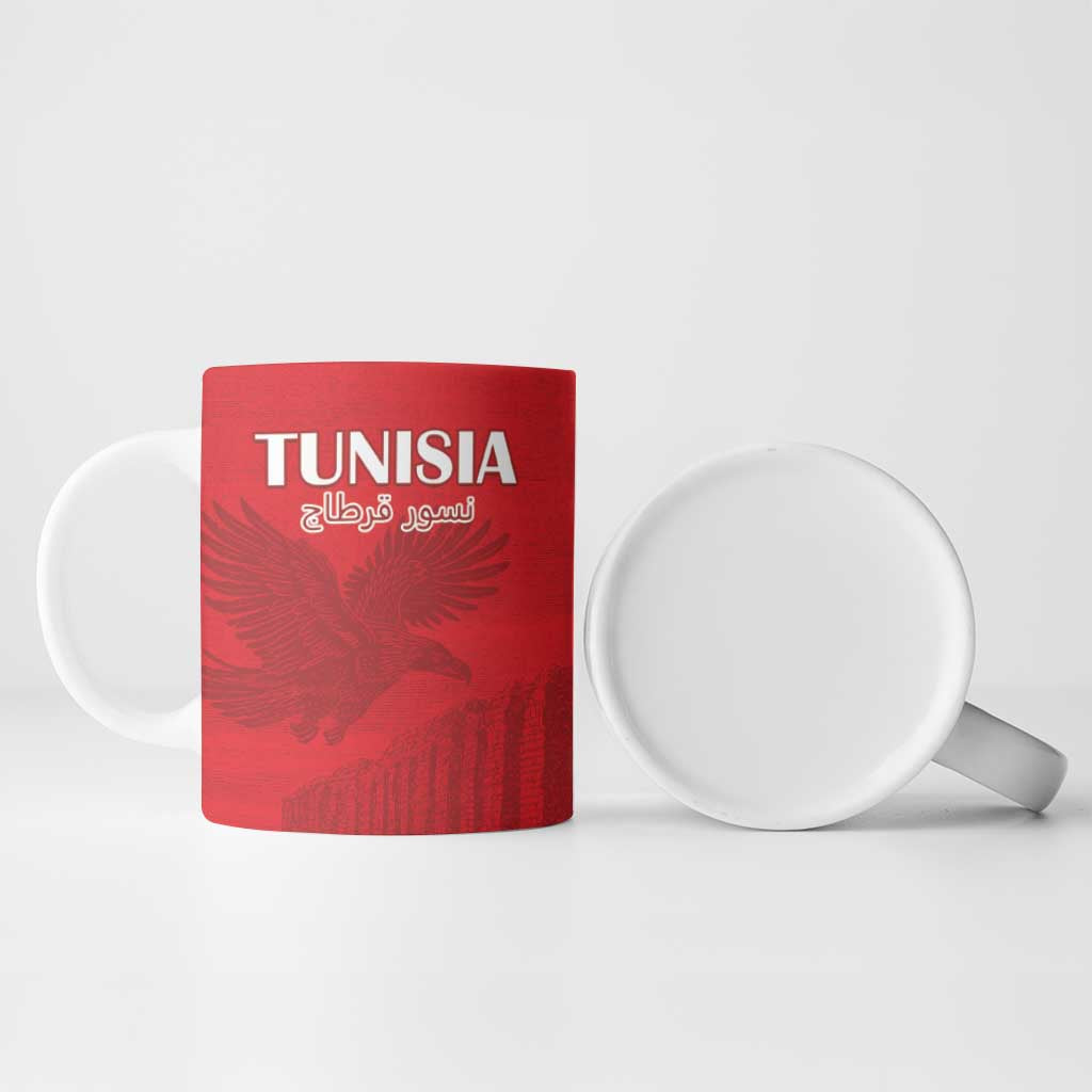 Custom Tunisia Football Ceramic Mug Red Eagles of Carthage - Wonder Print Shop
