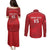 Custom Tunisia Football Couples Matching Puletasi and Long Sleeve Button Shirt Red Eagles of Carthage - Wonder Print Shop