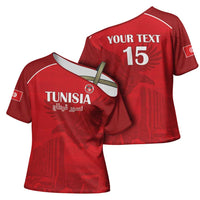 Custom Tunisia Football Cross Shoulder Shirt Red Eagles of Carthage - Wonder Print Shop