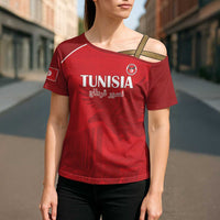 Custom Tunisia Football Cross Shoulder Shirt Red Eagles of Carthage - Wonder Print Shop