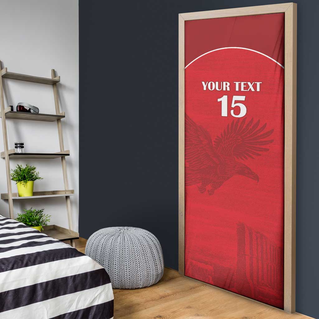 Custom Tunisia Football Door Cover Red Eagles of Carthage - Wonder Print Shop