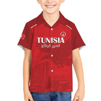 Custom Tunisia Football Family Matching Long Sleeve Bodycon Dress and Hawaiian Shirt Red Eagles of Carthage - Wonder Print Shop