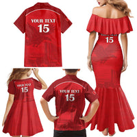 Custom Tunisia Football Family Matching Mermaid Dress and Hawaiian Shirt Red Eagles of Carthage - Wonder Print Shop