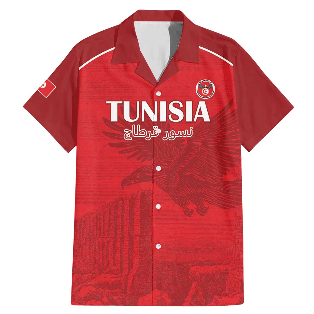 Custom Tunisia Football Family Matching Mermaid Dress and Hawaiian Shirt Red Eagles of Carthage - Wonder Print Shop