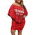 Custom Tunisia Football Family Matching Off Shoulder Short Dress and Hawaiian Shirt Red Eagles of Carthage - Wonder Print Shop