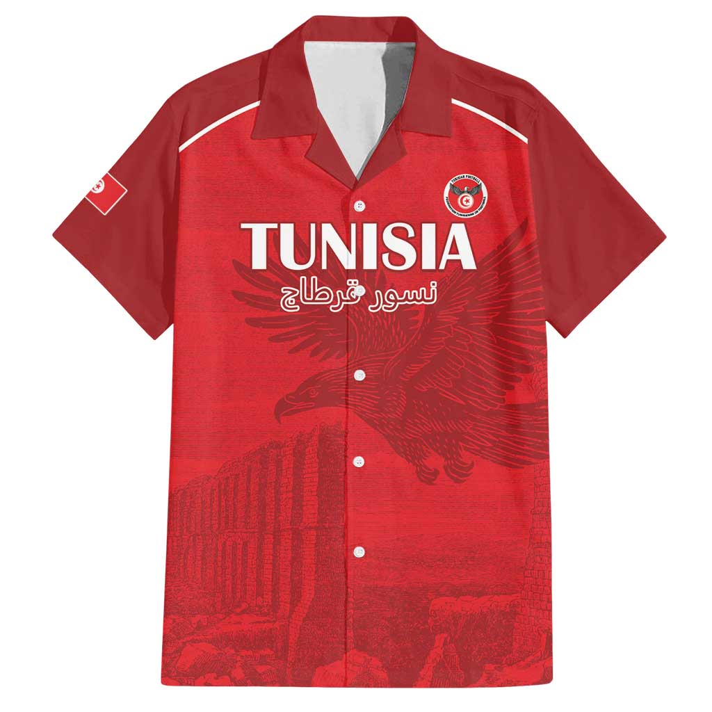 Custom Tunisia Football Family Matching Puletasi and Hawaiian Shirt Red Eagles of Carthage - Wonder Print Shop