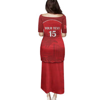 Custom Tunisia Football Family Matching Puletasi and Hawaiian Shirt Red Eagles of Carthage - Wonder Print Shop