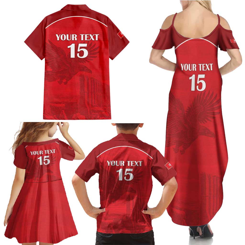 Custom Tunisia Football Family Matching Summer Maxi Dress and Hawaiian Shirt Red Eagles of Carthage - Wonder Print Shop