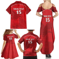 Custom Tunisia Football Family Matching Summer Maxi Dress and Hawaiian Shirt Red Eagles of Carthage - Wonder Print Shop