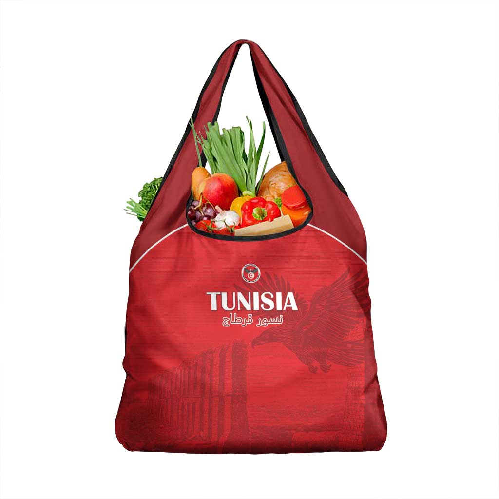 Tunisia Football Grocery Bag Red Eagles of Carthage - Wonder Print Shop