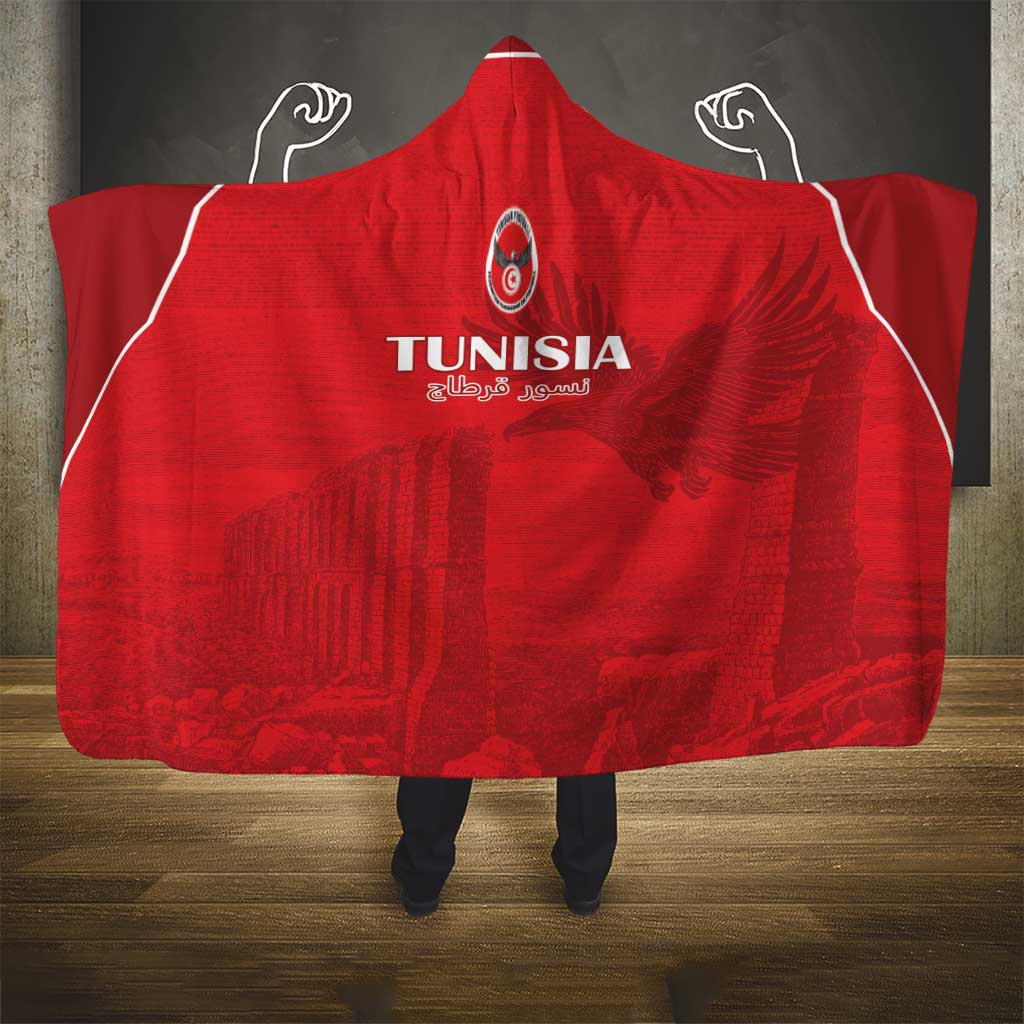 Tunisia Football Hooded Blanket Red Eagles of Carthage - Wonder Print Shop