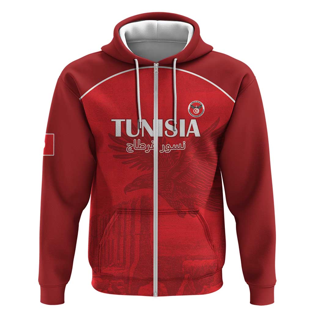 Custom Tunisia Football Hoodie Red Eagles of Carthage - Wonder Print Shop