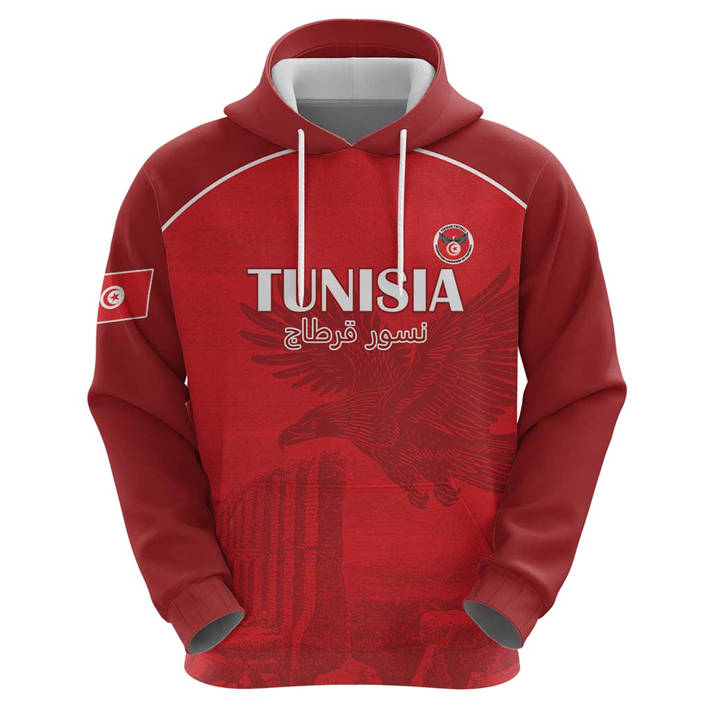 Custom Tunisia Football Hoodie Red Eagles of Carthage - Wonder Print Shop