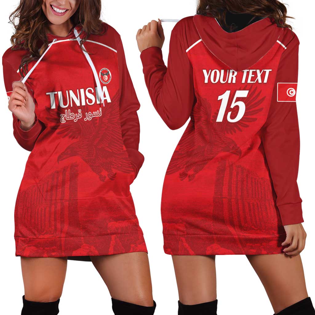 Custom Tunisia Football Hoodie Dress Red Eagles of Carthage - Wonder Print Shop