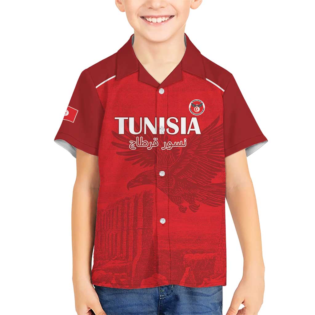 Custom Tunisia Football Kid Hawaiian Shirt Red Eagles of Carthage - Wonder Print Shop
