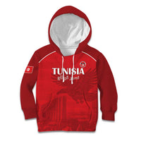 Custom Tunisia Football Kid Hoodie Red Eagles of Carthage - Wonder Print Shop