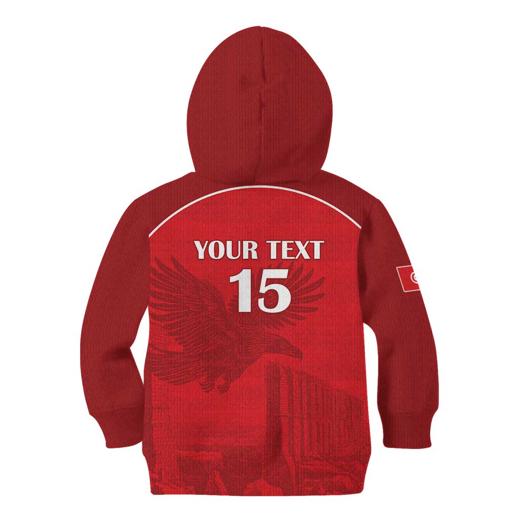 Custom Tunisia Football Kid Hoodie Red Eagles of Carthage - Wonder Print Shop