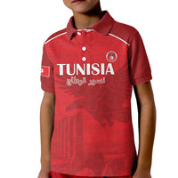 Custom Tunisia Football Kid Polo Shirt Red Eagles of Carthage - Wonder Print Shop