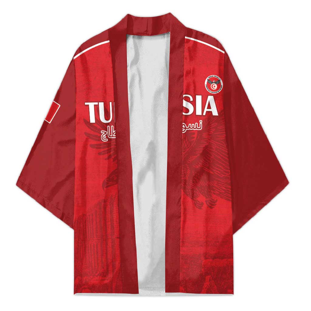 Custom Tunisia Football Kimono Red Eagles of Carthage - Wonder Print Shop