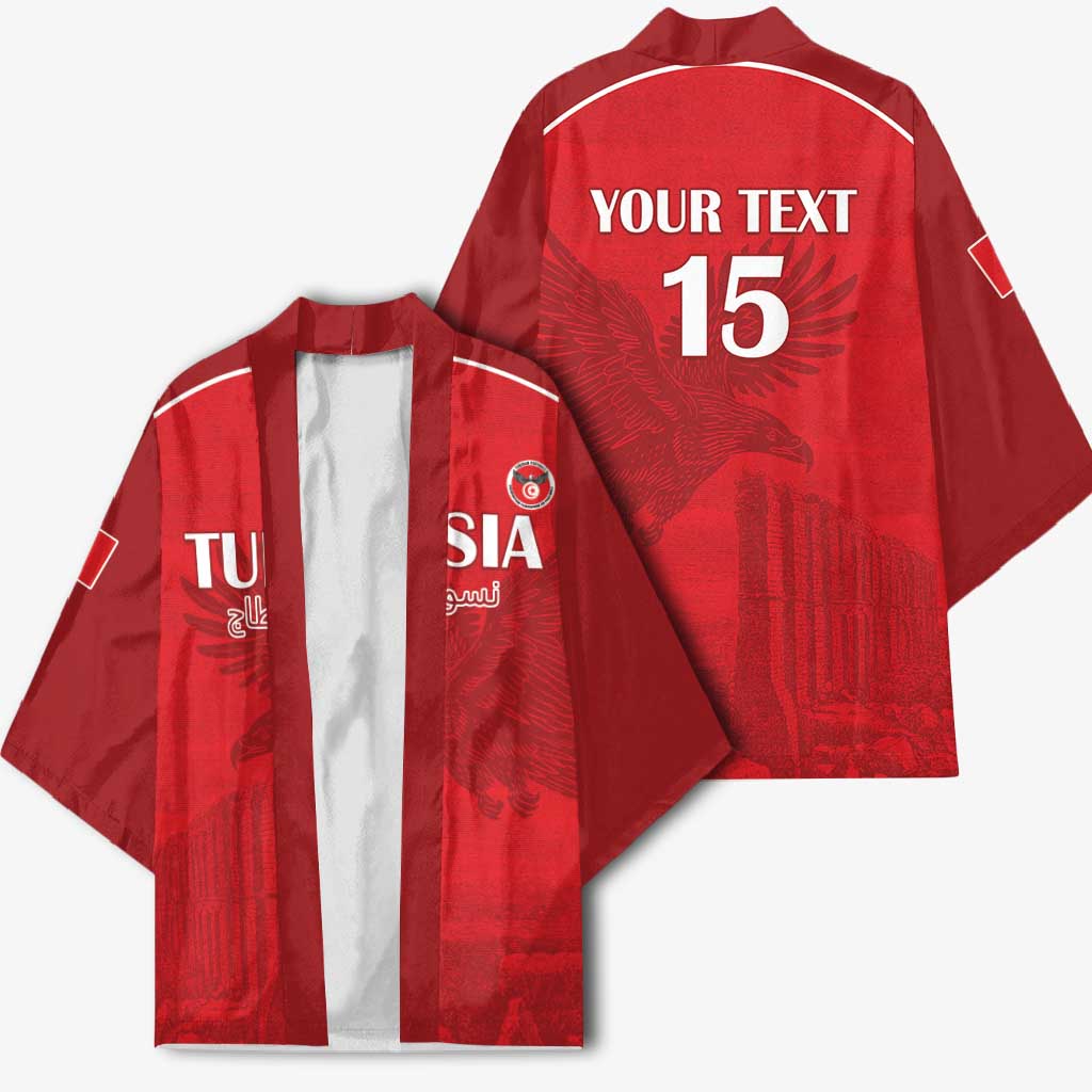 Custom Tunisia Football Kimono Red Eagles of Carthage - Wonder Print Shop