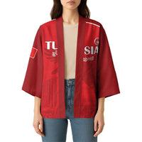 Custom Tunisia Football Kimono Red Eagles of Carthage - Wonder Print Shop