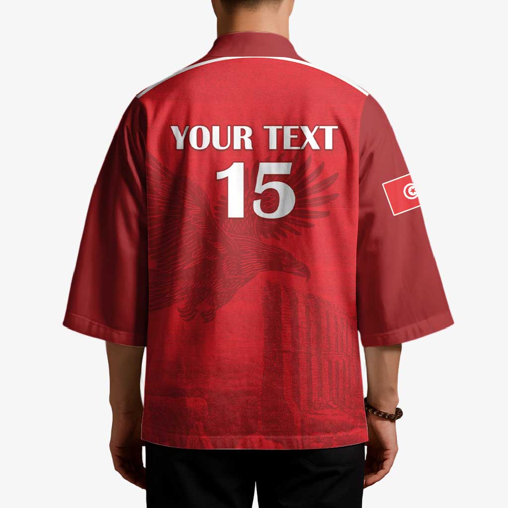Custom Tunisia Football Kimono Red Eagles of Carthage - Wonder Print Shop