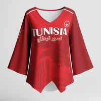 Custom Tunisia Football Kimono Sleeve Blouse Red Eagles of Carthage - Wonder Print Shop