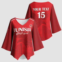 Custom Tunisia Football Kimono Sleeve Blouse Red Eagles of Carthage - Wonder Print Shop