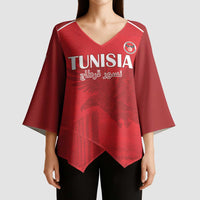 Custom Tunisia Football Kimono Sleeve Blouse Red Eagles of Carthage - Wonder Print Shop