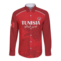 Custom Tunisia Football Long Sleeve Button Shirt Red Eagles of Carthage - Wonder Print Shop