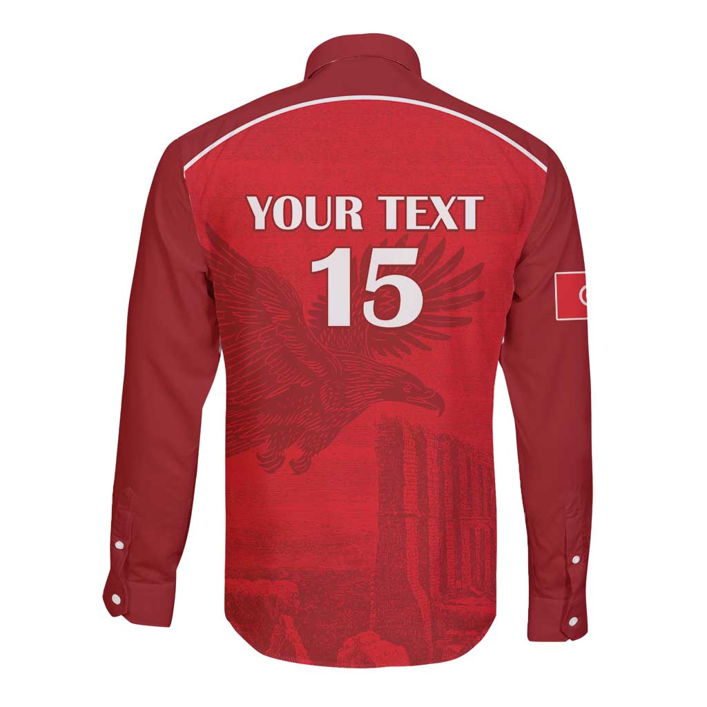 Custom Tunisia Football Long Sleeve Button Shirt Red Eagles of Carthage - Wonder Print Shop