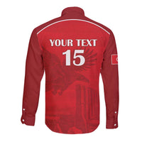 Custom Tunisia Football Long Sleeve Button Shirt Red Eagles of Carthage - Wonder Print Shop