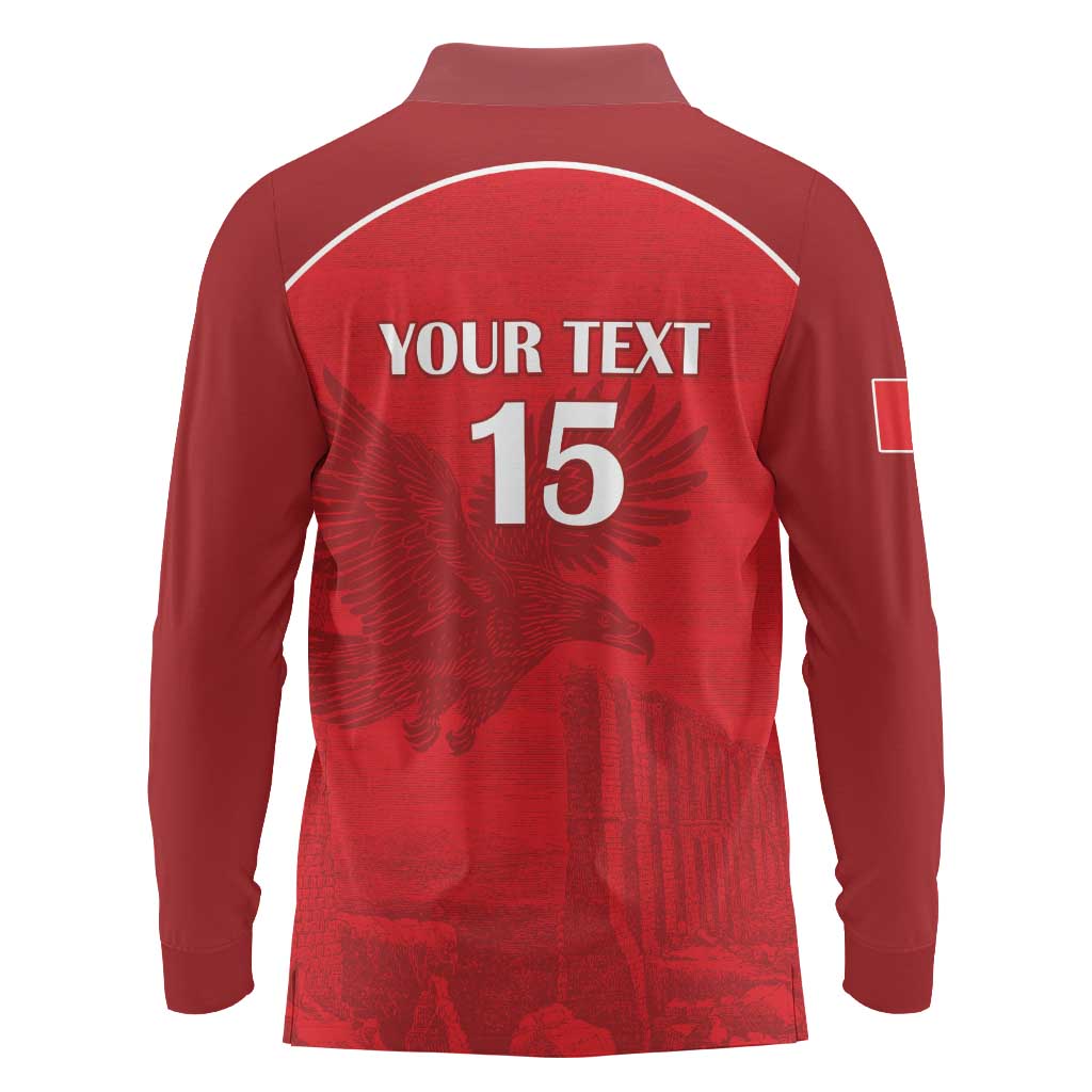 Custom Tunisia Football Long Sleeve Polo Shirt Red Eagles of Carthage - Wonder Print Shop