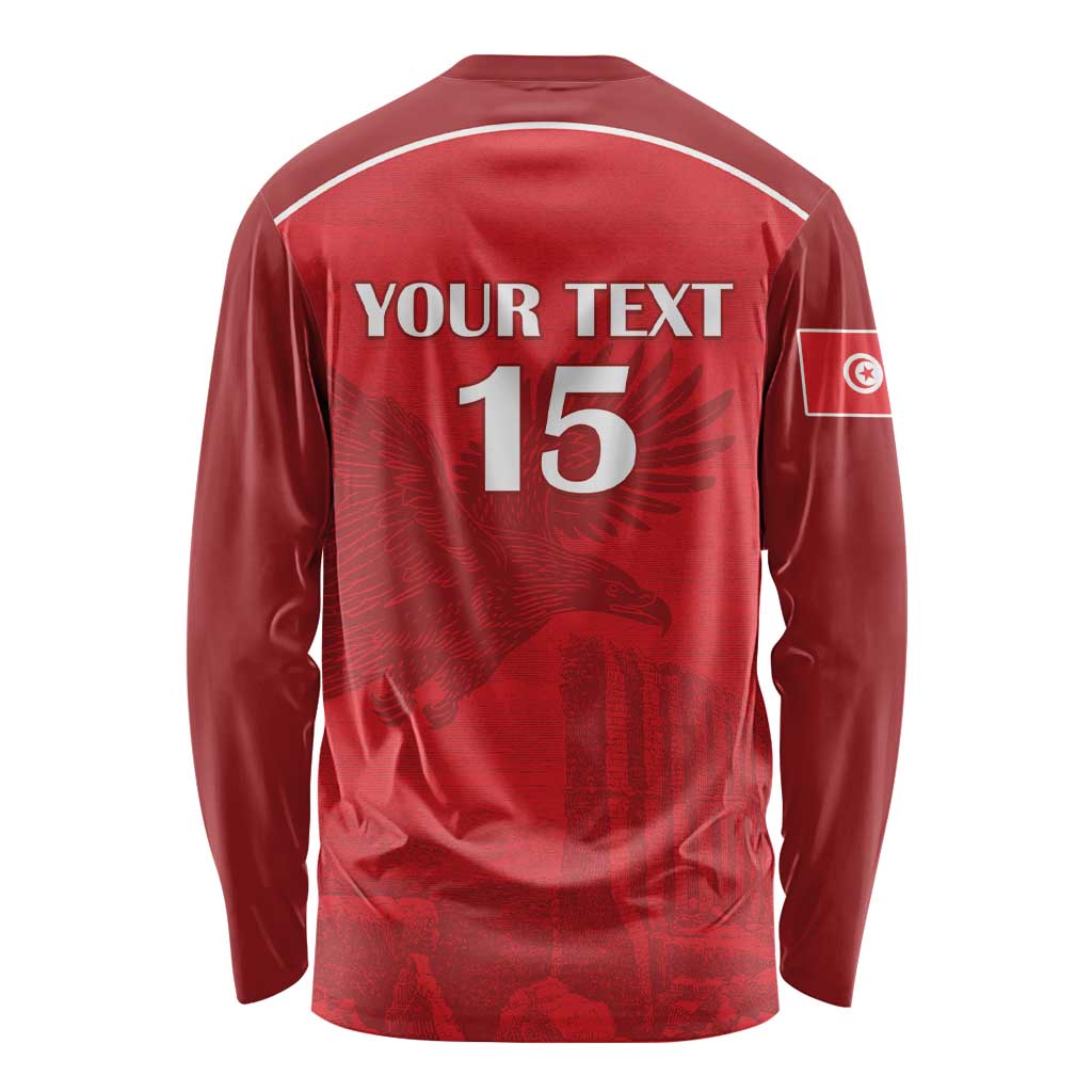 Custom Tunisia Football Long Sleeve Shirt Red Eagles of Carthage - Wonder Print Shop