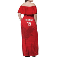 Custom Tunisia Football Off Shoulder Maxi Dress Red Eagles of Carthage - Wonder Print Shop
