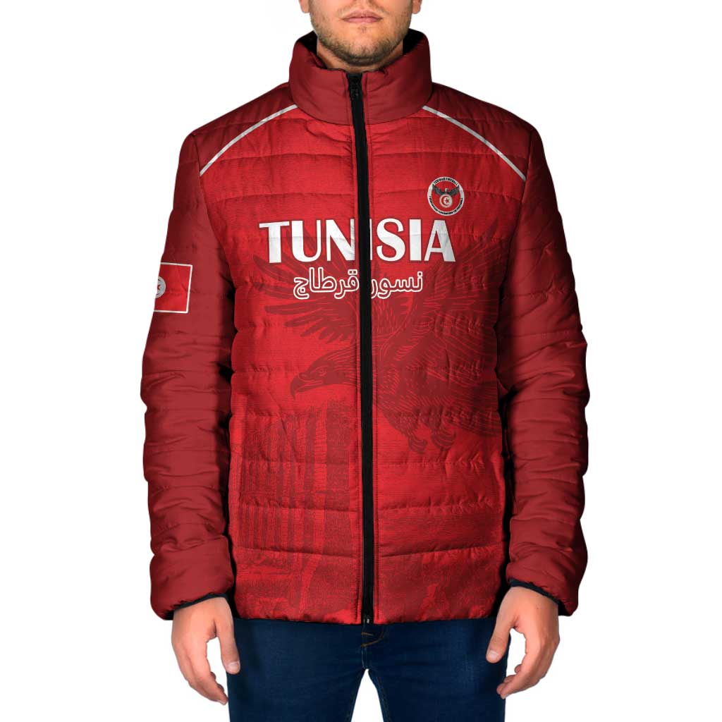 Custom Tunisia Football Padded Jacket Red Eagles of Carthage - Wonder Print Shop