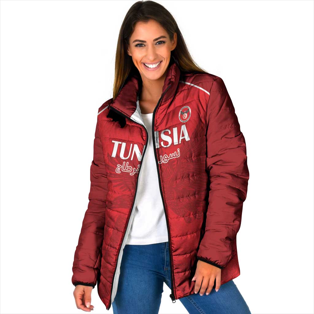Custom Tunisia Football Padded Jacket Red Eagles of Carthage - Wonder Print Shop