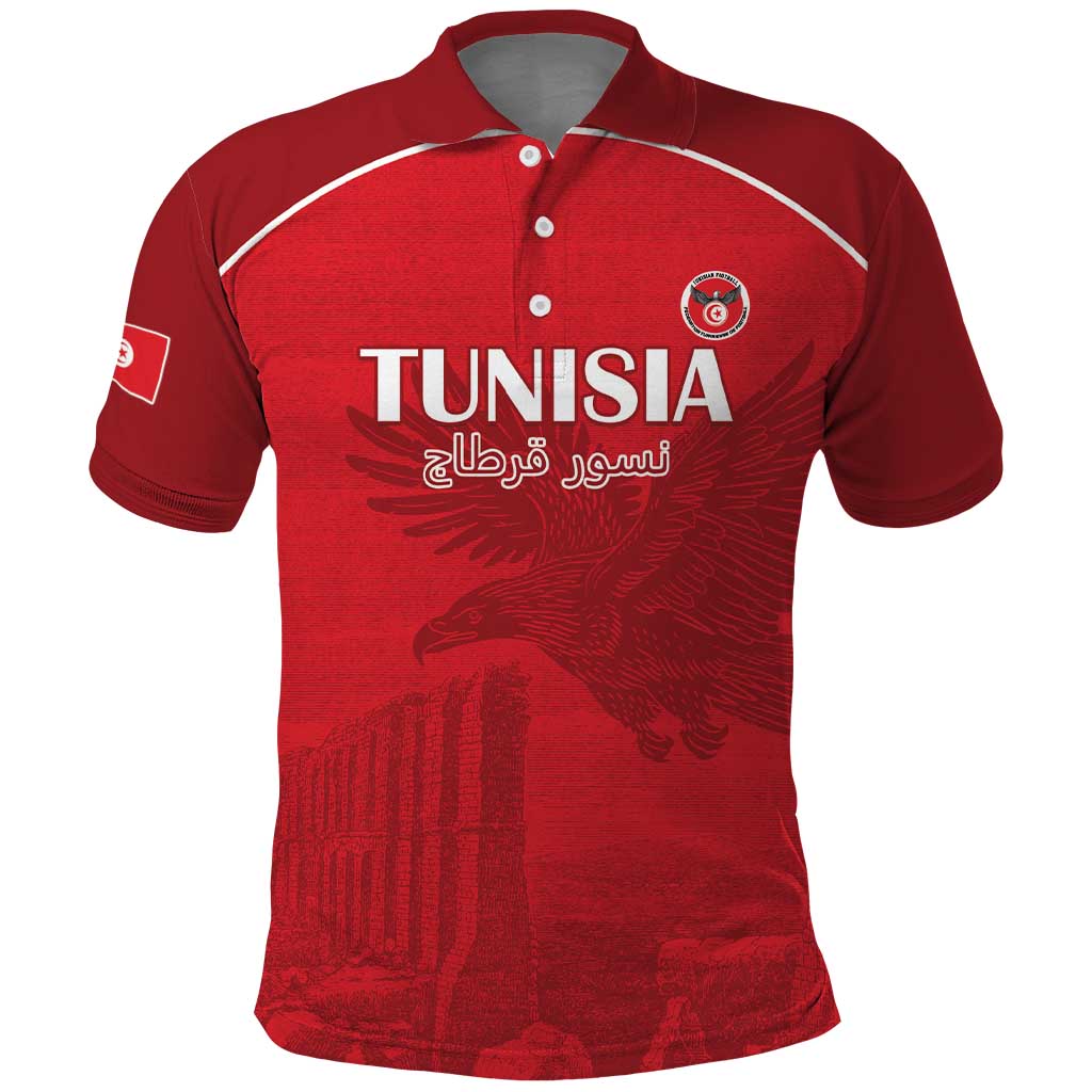 Custom Tunisia Football Polo Shirt Red Eagles of Carthage - Wonder Print Shop